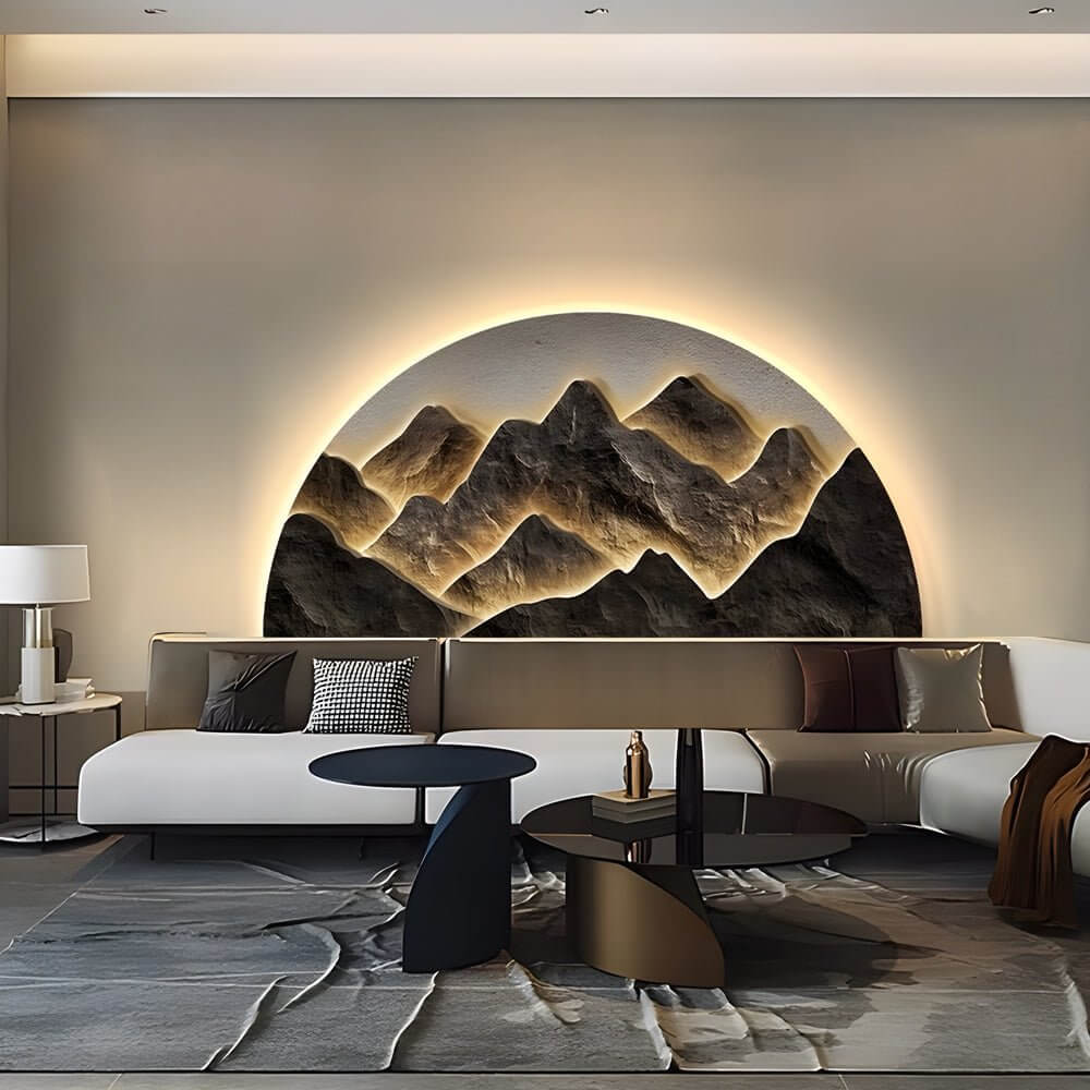 Semicircular LED Wall Art with Landscape Design