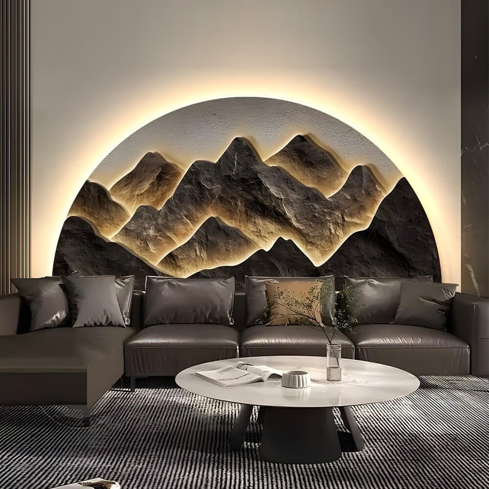 Semicircular LED Wall Art with Landscape Design