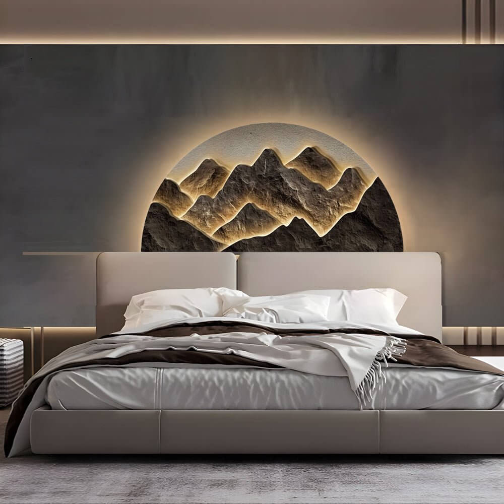 Semicircular LED Wall Art with Landscape Design