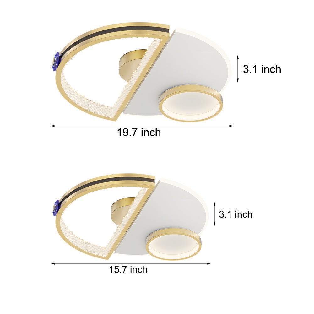 Semicircular Acrylic Crystal LED Ceiling Light – Gold Finish