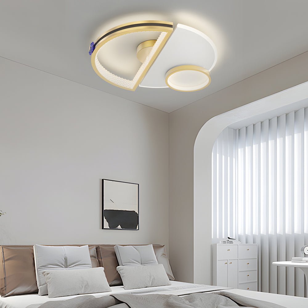 Semicircular Acrylic Crystal LED Ceiling Light – Gold Finish