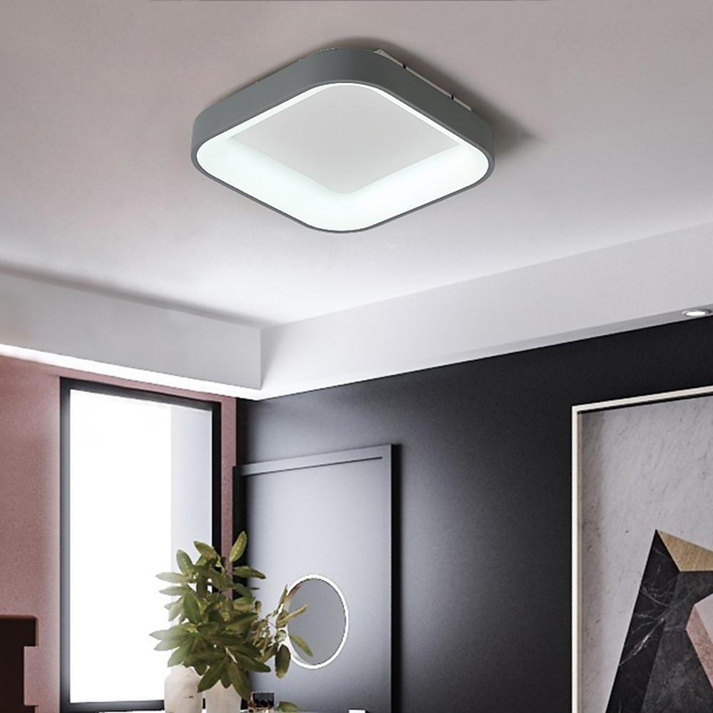 Square Modern LED Flush Mount Ceiling Light – Metal & Acrylic