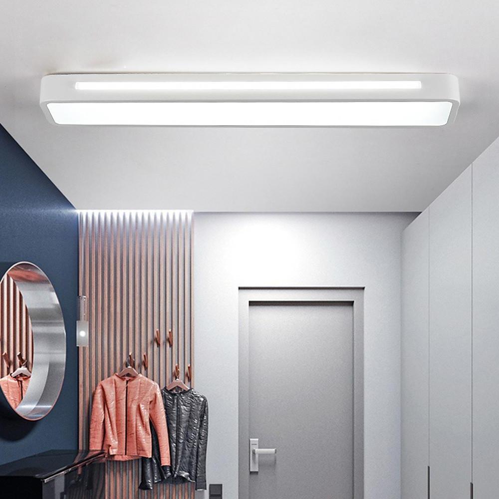 Modern Rectangular LED Flush Mount Ceiling Light - Metal & Acrylic