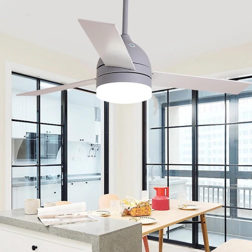 Nordic LED Ceiling Fan with Light - Electroplated Metal & Acrylic