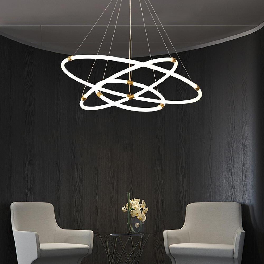 Modern Circular LED Chandelier - 2/3-Light Gold Metal & Acrylic