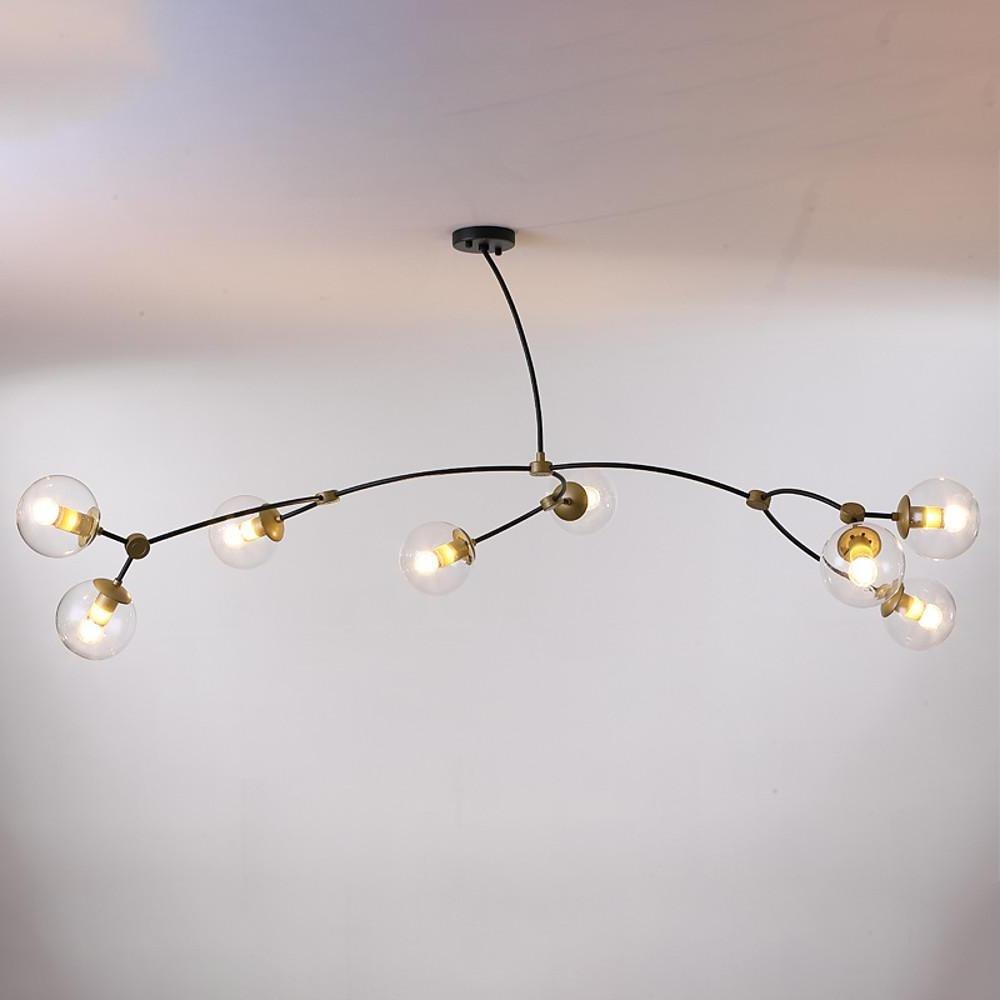 Modern 8-Light Chandelier with Electroplated Metal & Glass Globes
