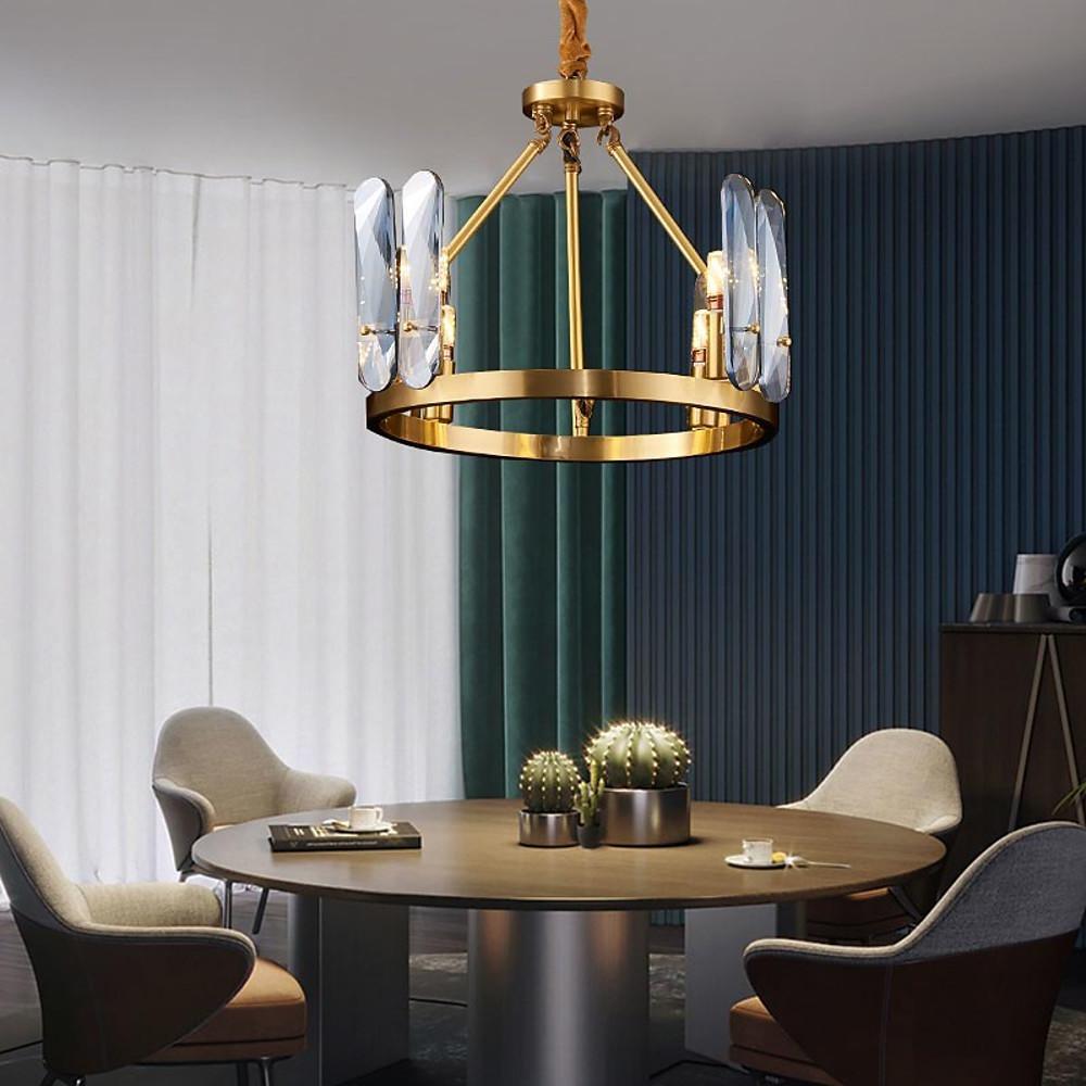 Nordic Glass Copper Chandelier - 8-Light Circular Pendant Lighting