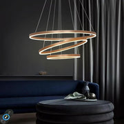 Triple Ring Modern Metal Foyer Chandelier with Dimmable LED