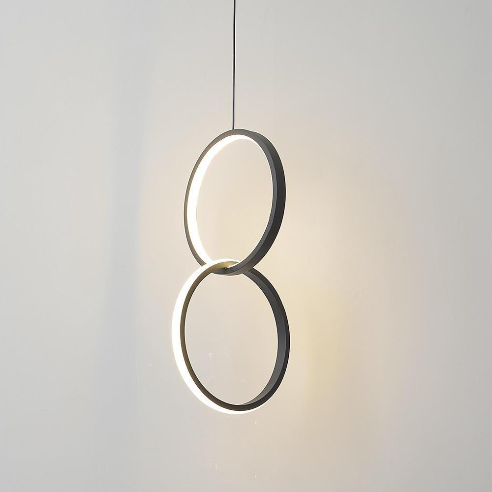 Interlocking Dual Ring LED Pendant Light Aluminum Acrylic