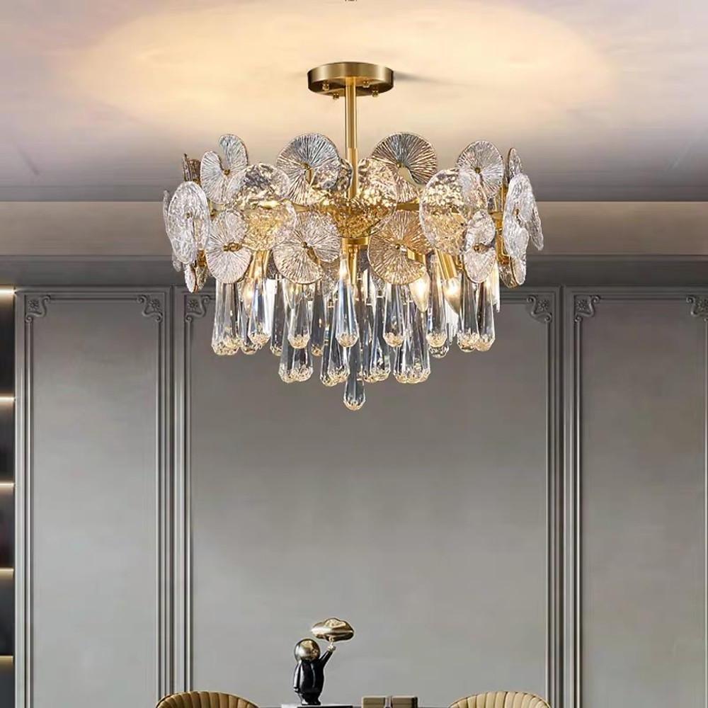 Modern Crystal Candelabra Flush Mount Ceiling Light LED 20 Inch