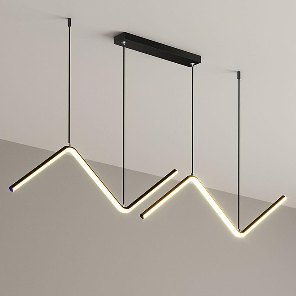 Modern Wave Pendant Light - 2-Light LED Dimmable Aluminum Fixture