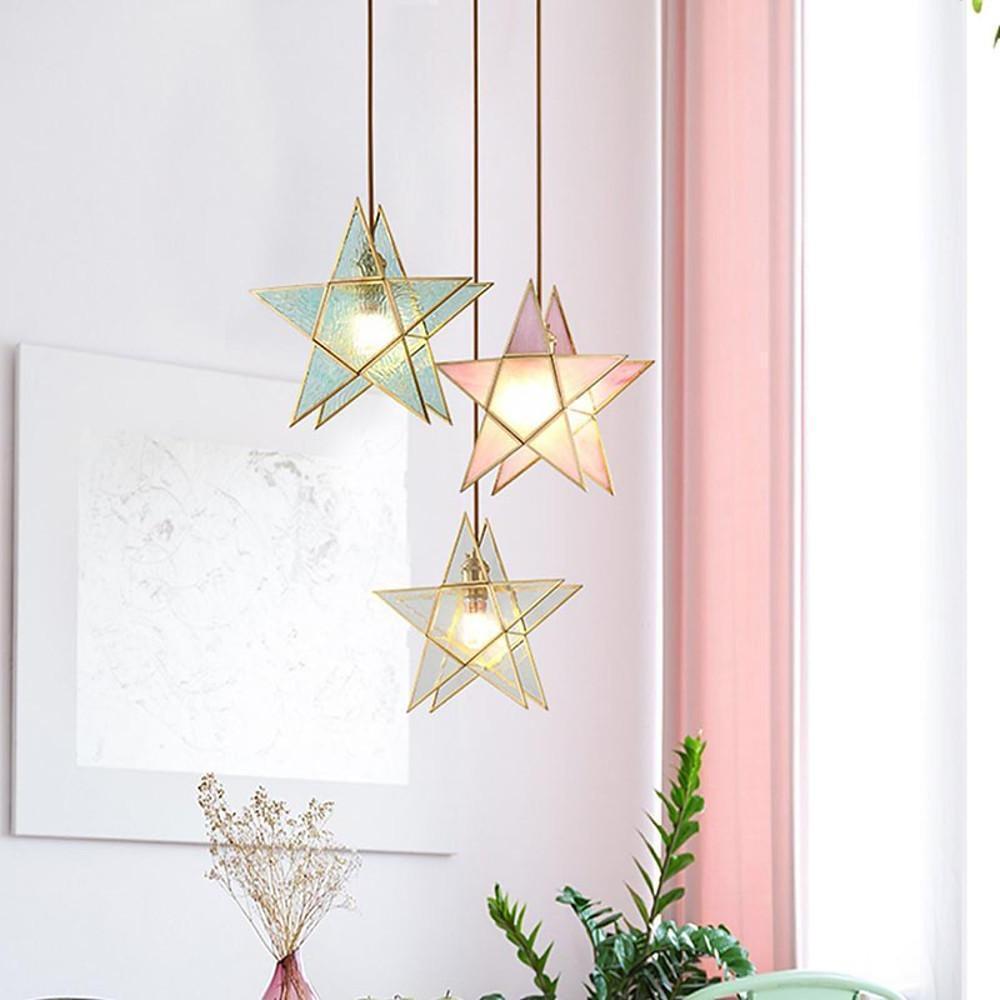 Double Star Glass Pendant Light with Copper Finish – Modern LED