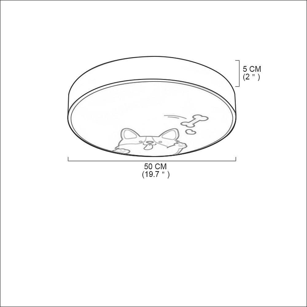 Circular Dog Design Flush Mount LED Ceiling Light for Kids Bedroom