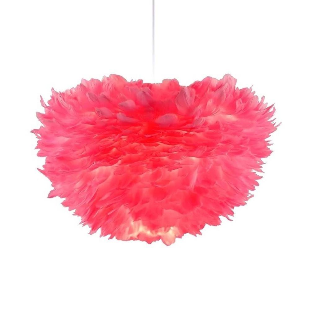 Modern Feather Pendant Light - Pink & White Metal Chandelier