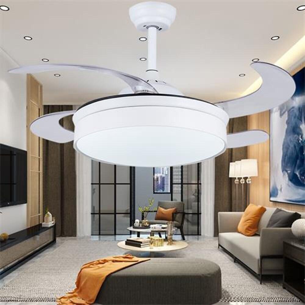 Nordic Drum Retractable LED Ceiling Fan Light with Remote