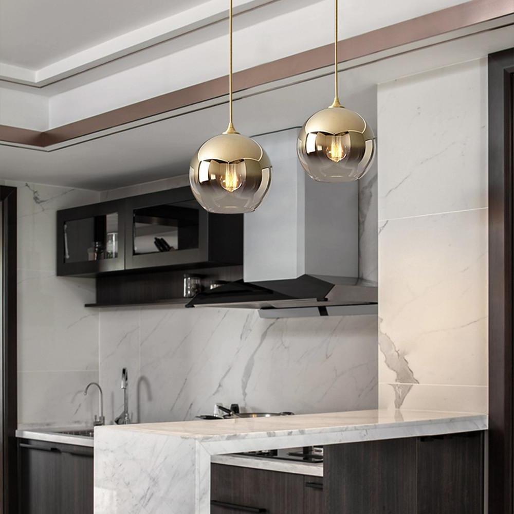 Modern Globe Glass Pendant Light Industrial Single Ceiling Fixture