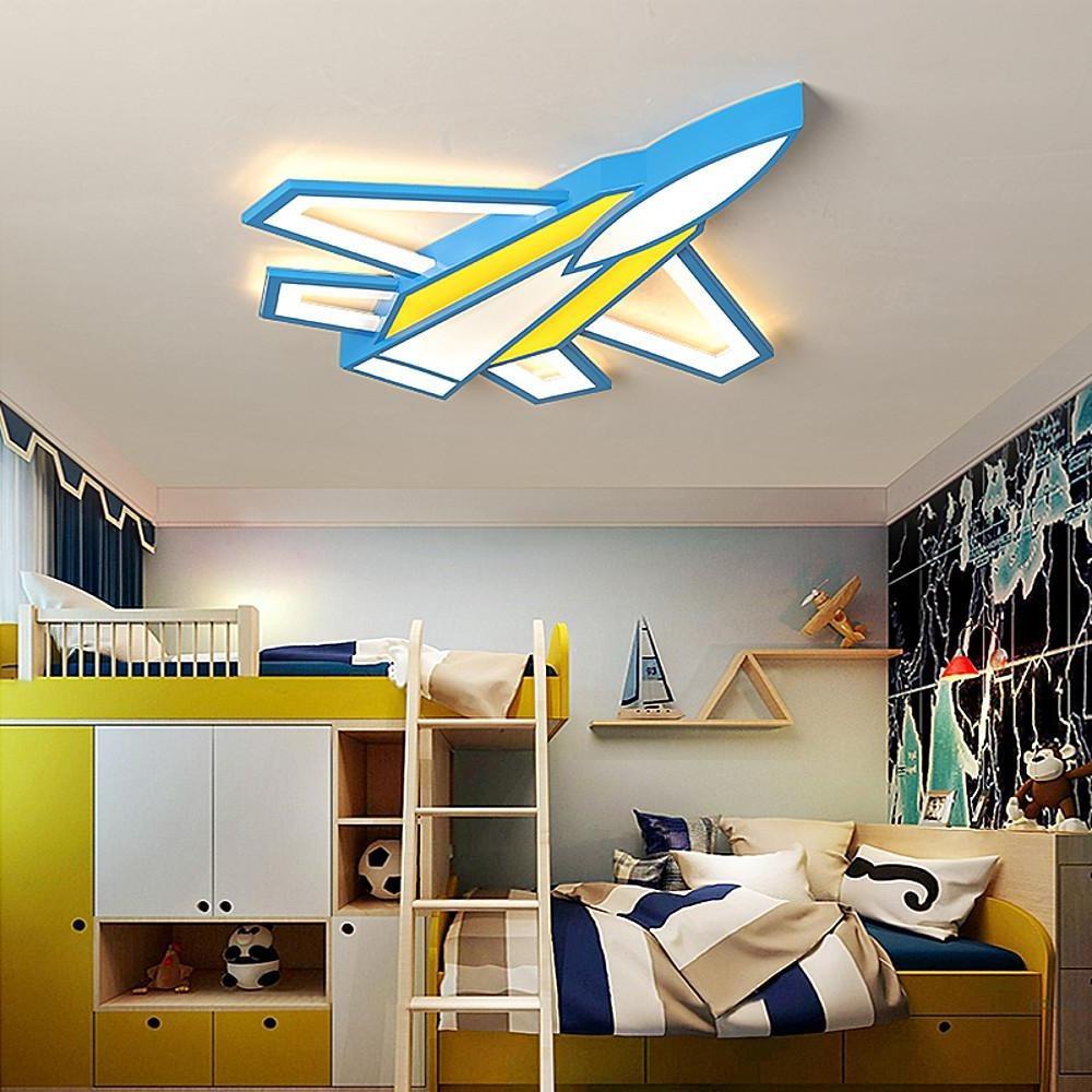 Cartoon Airplane LED Kids Ceiling Light Flush Mount Metal Acrylic