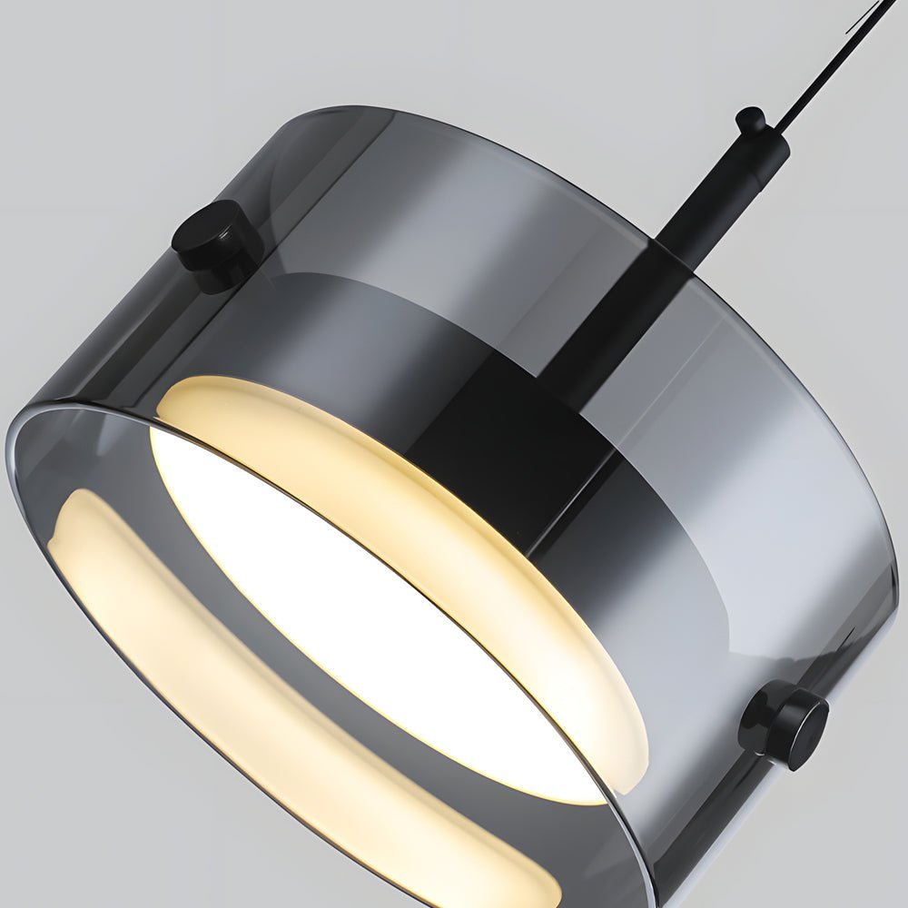 Smoke Gray Glass Cylinder Nordic Pendant Light with 3-Step Dimming