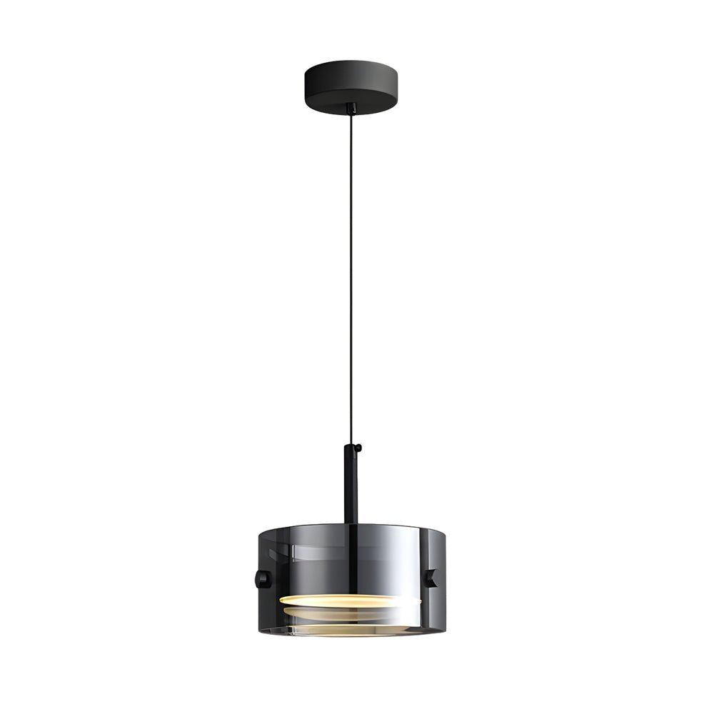 Smoke Gray Glass Cylinder Nordic Pendant Light with 3-Step Dimming