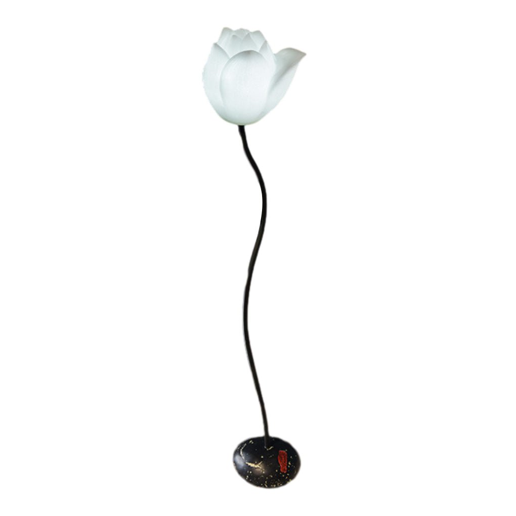 Modern Lotus Glass Floor Lamp with Resin Base