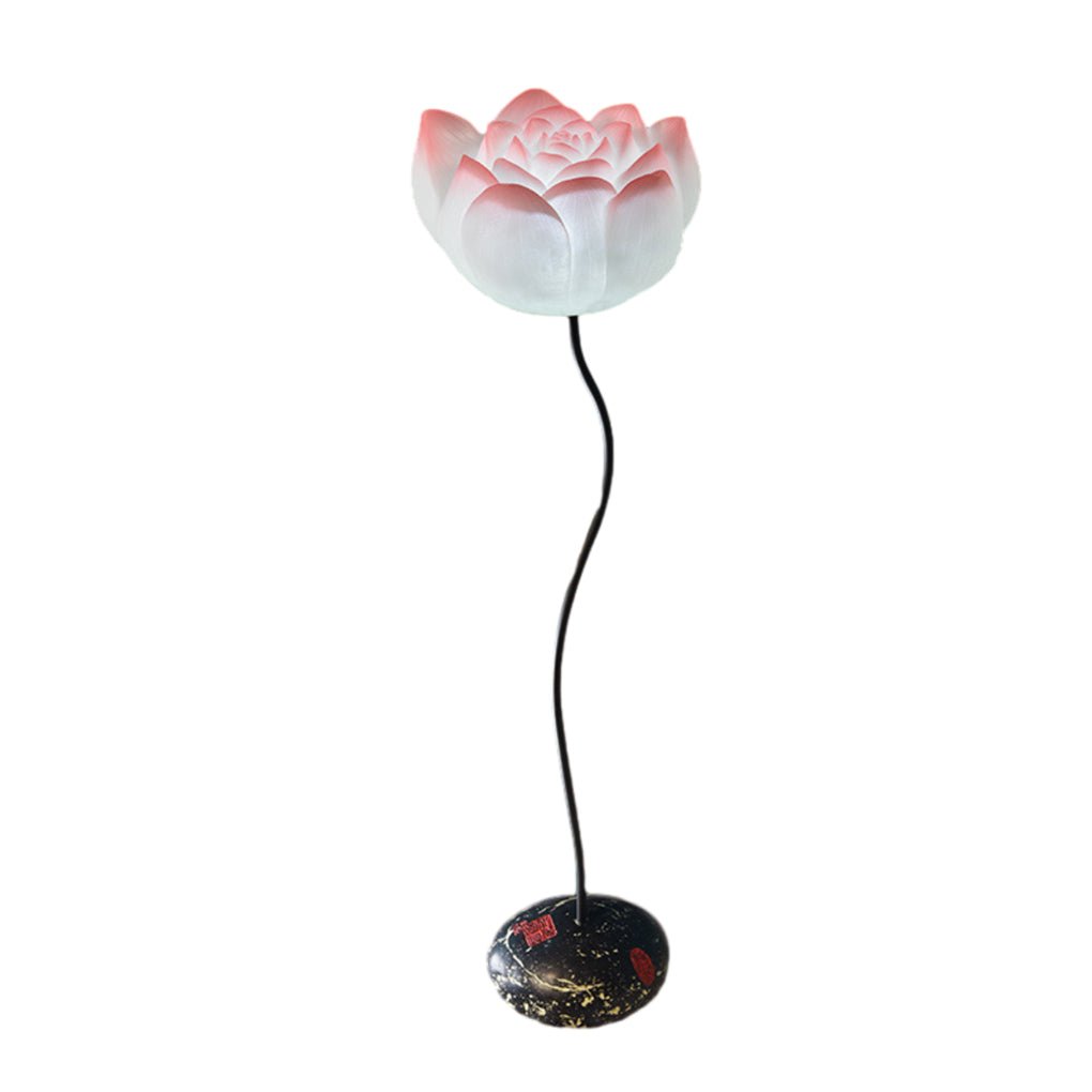 Modern Lotus Glass Floor Lamp with Resin Base