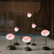 Modern Lotus Glass Floor Lamp with Resin Base