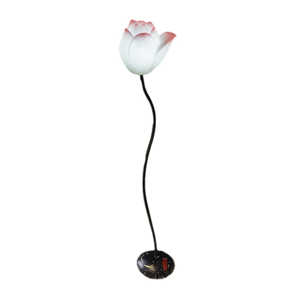 Modern Lotus Glass Floor Lamp with Resin Base