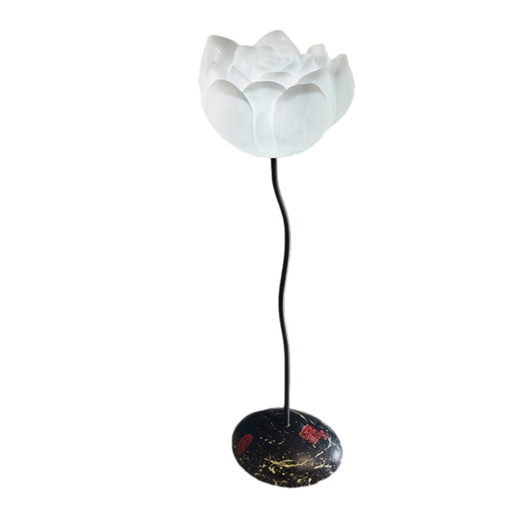 Modern Lotus Glass Floor Lamp with Resin Base