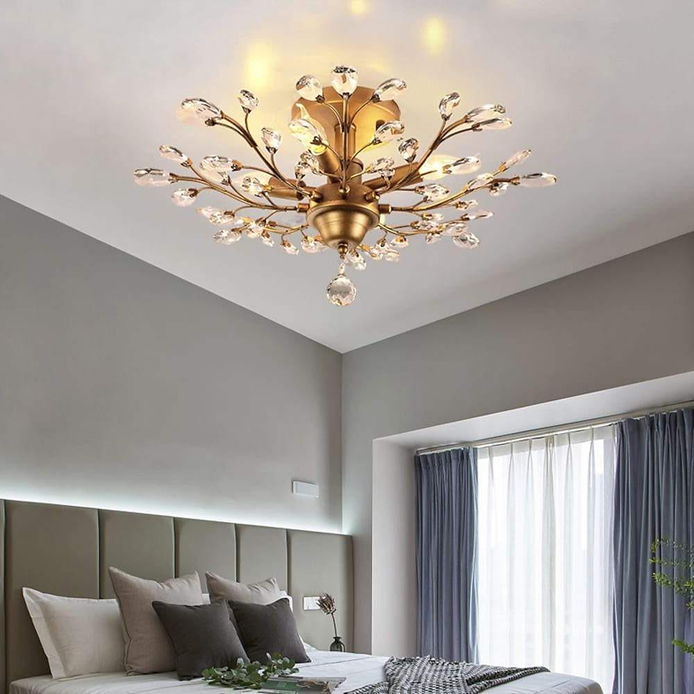 Crystal Flower Chandelier - Modern Ambient Lighting for Living Room