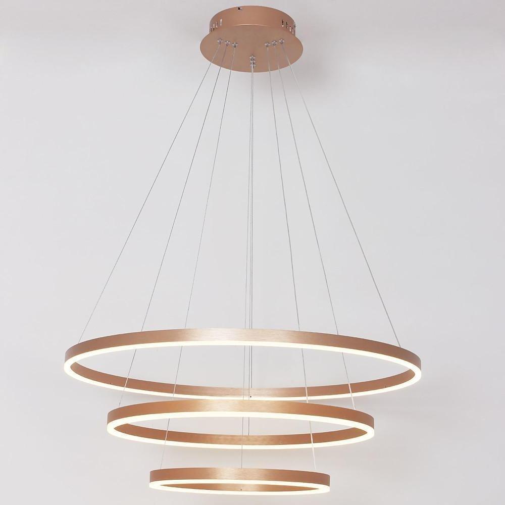 Triple Ring Modern Metal Foyer Chandelier with Dimmable LED