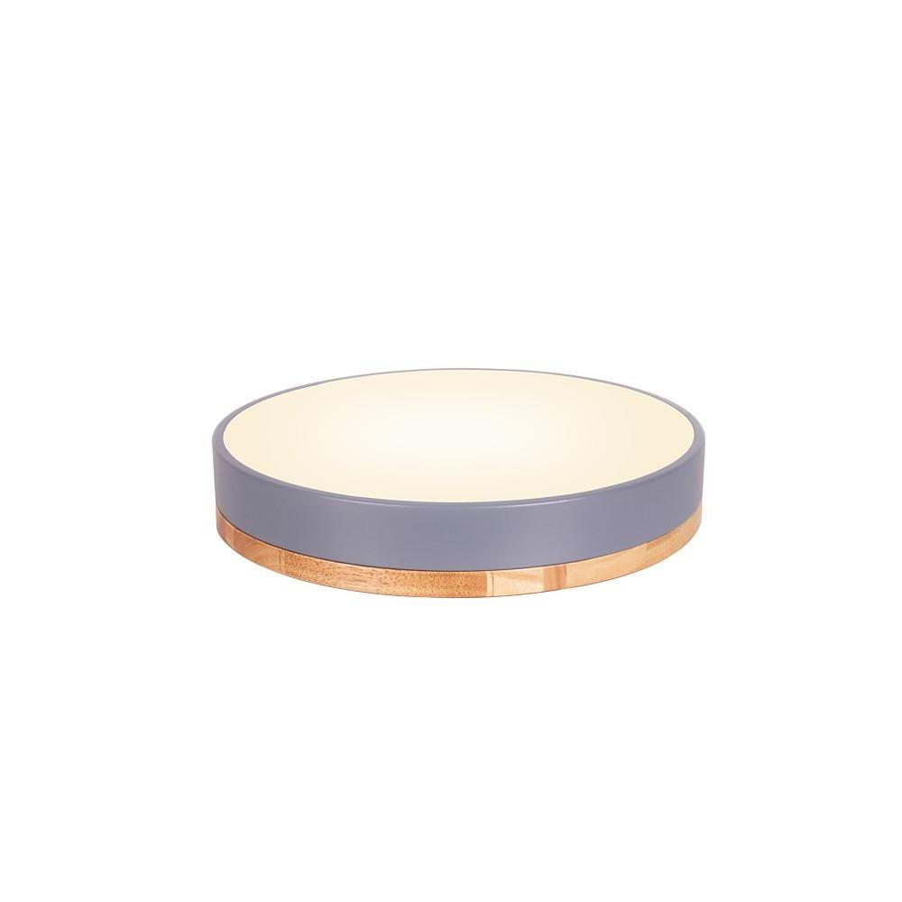 Modern Drum Flush Mount LED Ceiling Light Metal Wood Design