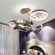 Kids Airplane Ceiling Fan Light with Remote Control & Inbuilt LED