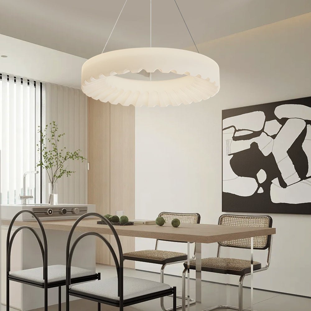 Modern Ring Pendant Light with Three-Step Dimming & Adjustable Cord