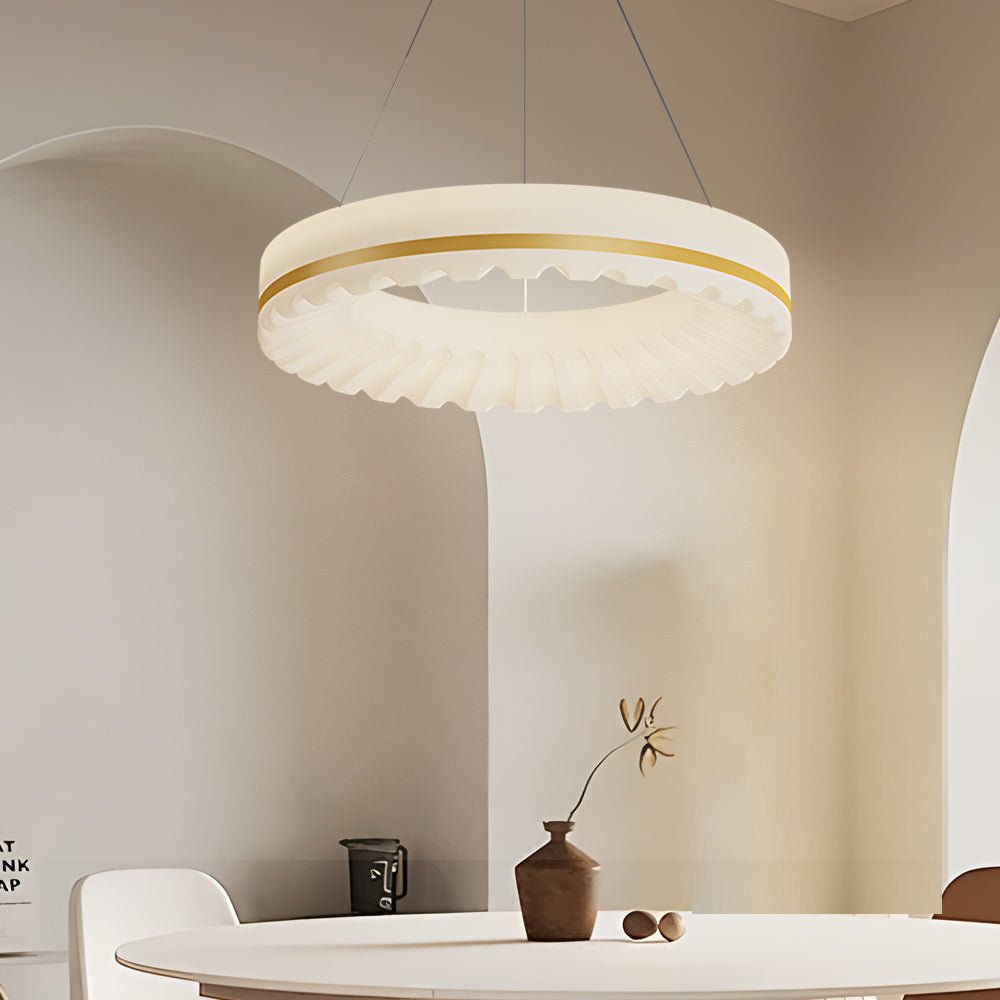 Modern Ring Pendant Light with Three-Step Dimming & Adjustable Cord