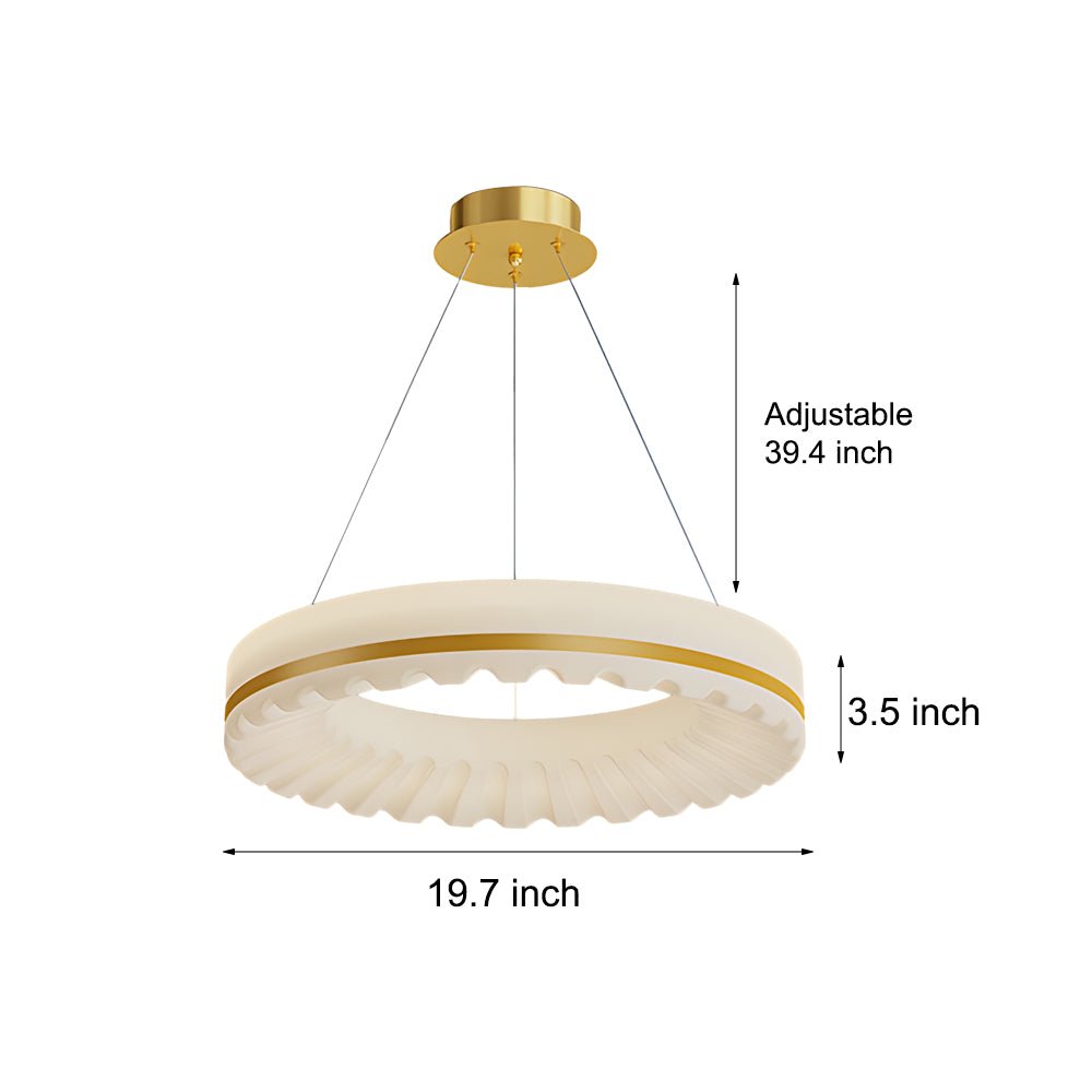 Modern Ring Pendant Light with Three-Step Dimming & Adjustable Cord