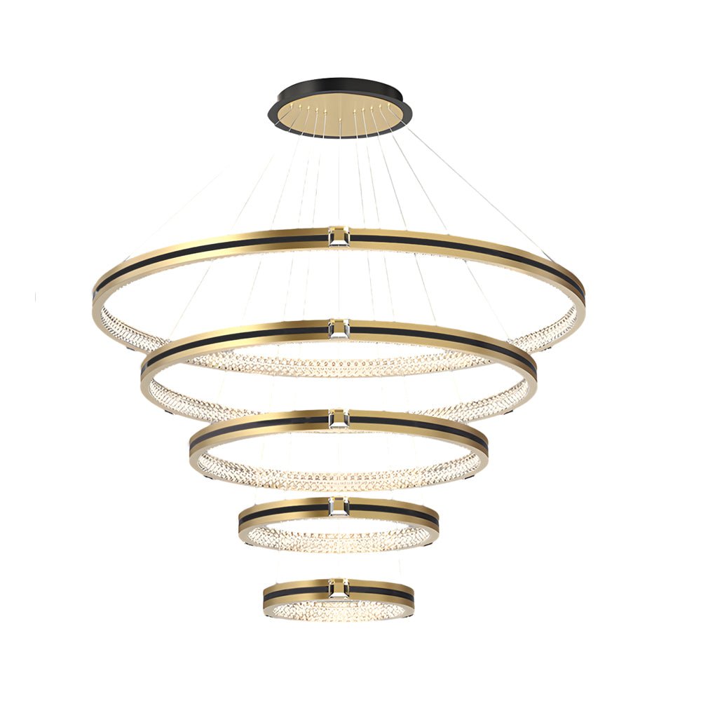 Crystal Ring Chandelier Modern Three-Step Dimming Brushed Gold