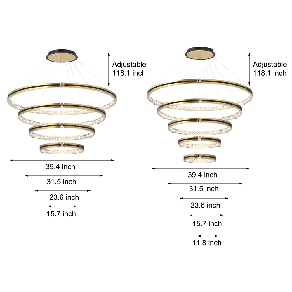 Crystal Ring Chandelier Modern Three-Step Dimming Brushed Gold