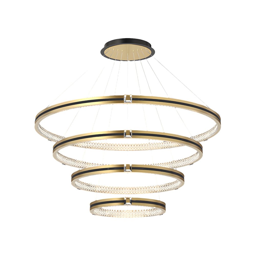 Crystal Ring Chandelier Modern Three-Step Dimming Brushed Gold