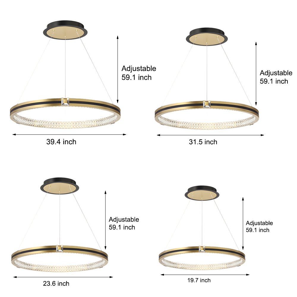 Crystal Ring Chandelier Modern Three-Step Dimming Brushed Gold