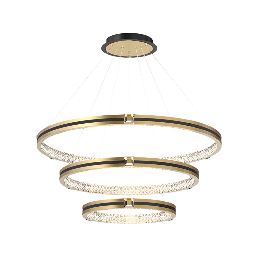 Crystal Ring Chandelier Modern Three-Step Dimming Brushed Gold