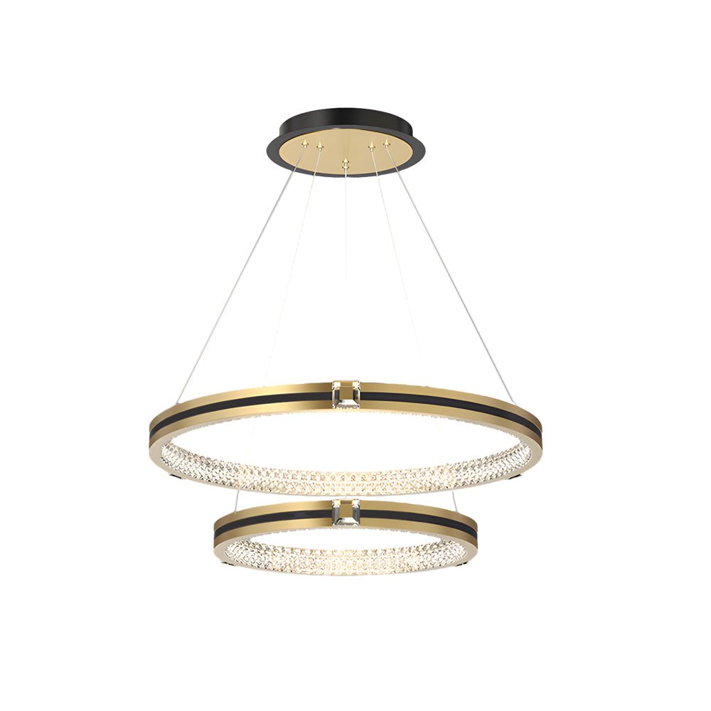 Crystal Ring Chandelier Modern Three-Step Dimming Brushed Gold