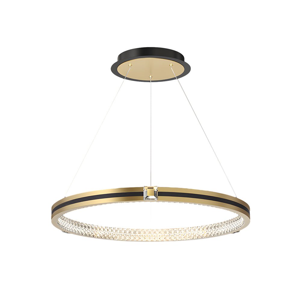 Crystal Ring Chandelier Modern Three-Step Dimming Brushed Gold