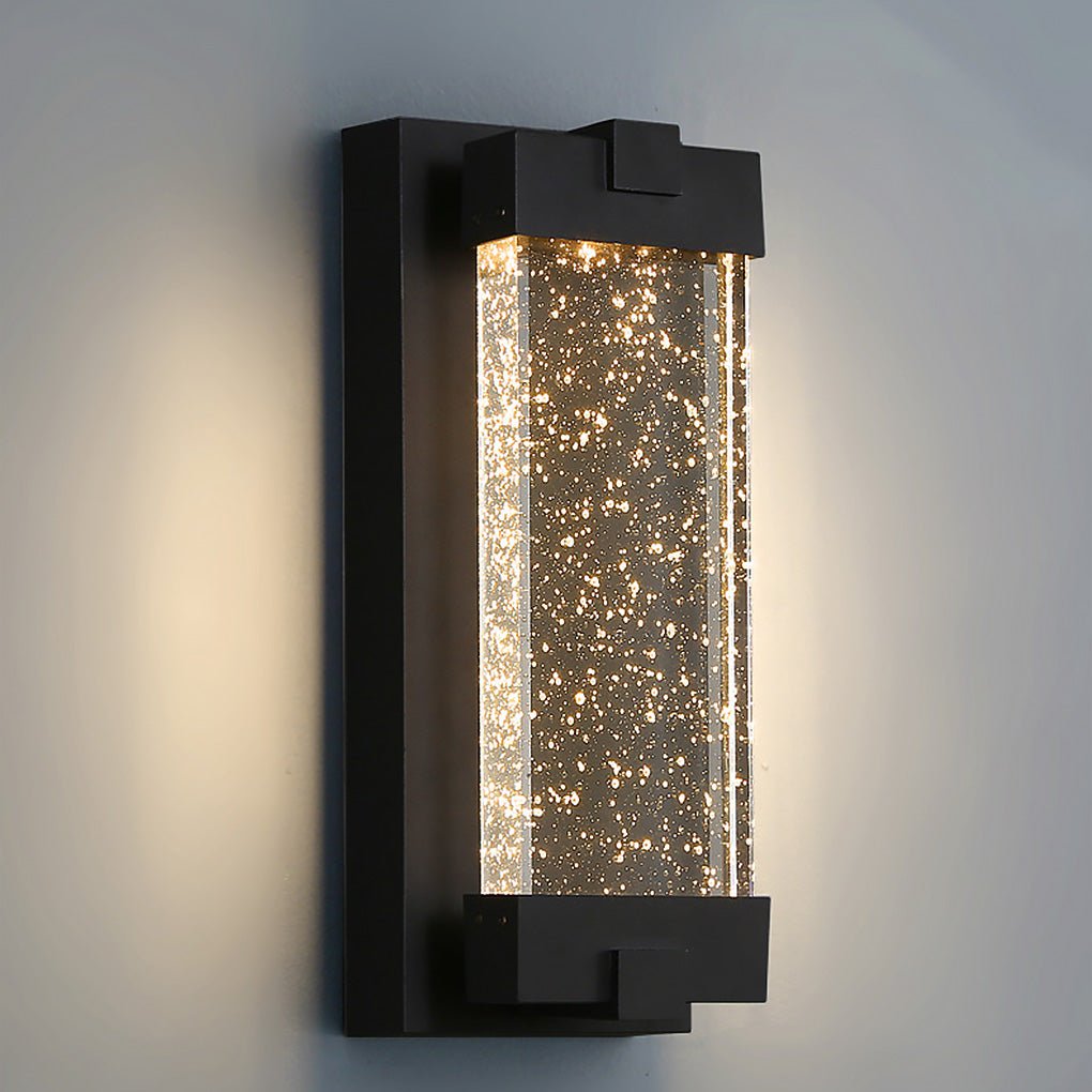 Rectangular Crystal Bubble Waterproof Outdoor Wall Light Black