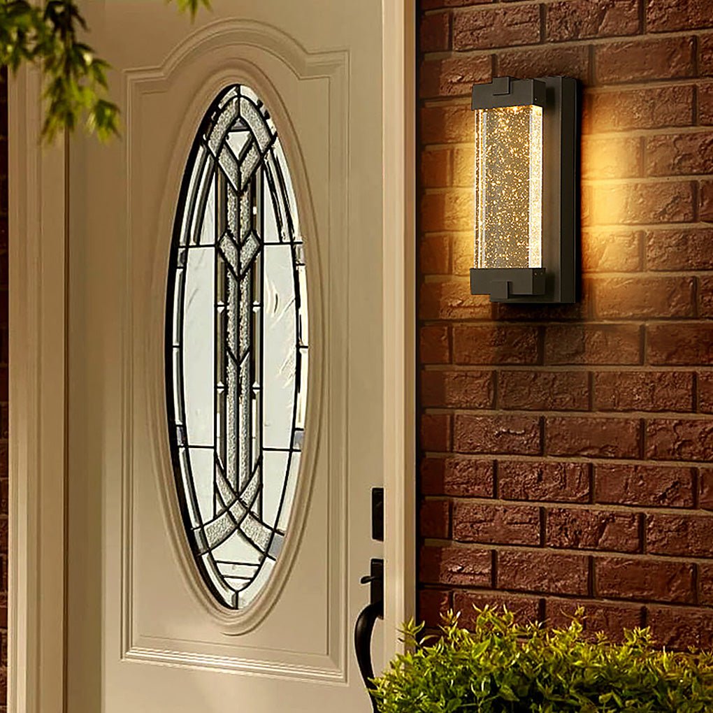 Rectangular Crystal Bubble Waterproof Outdoor Wall Light Black