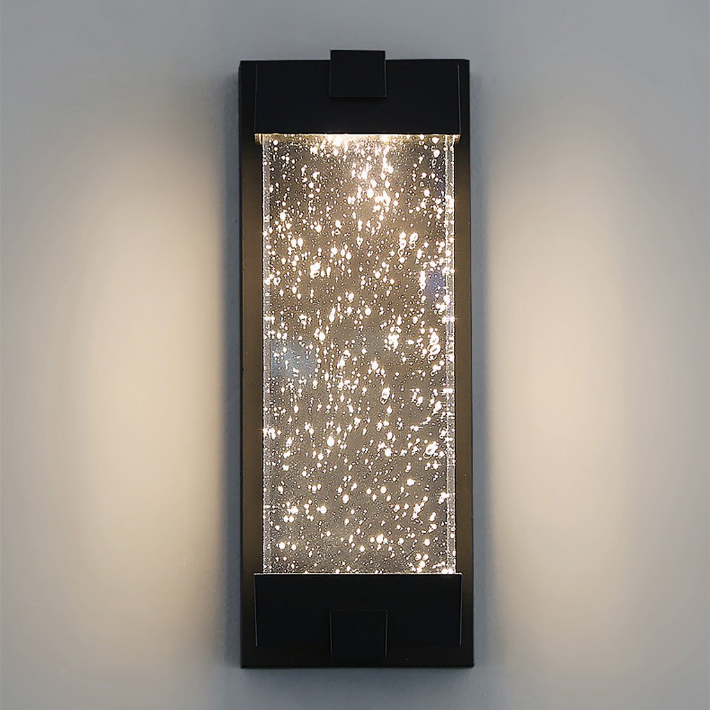 Rectangular Crystal Bubble Waterproof Outdoor Wall Light Black