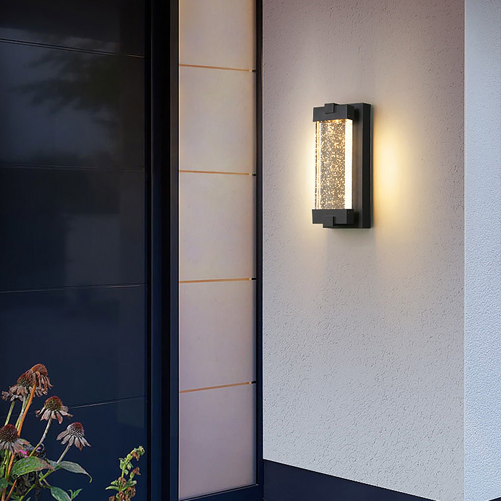 Rectangular Crystal Bubble Waterproof Outdoor Wall Light Black