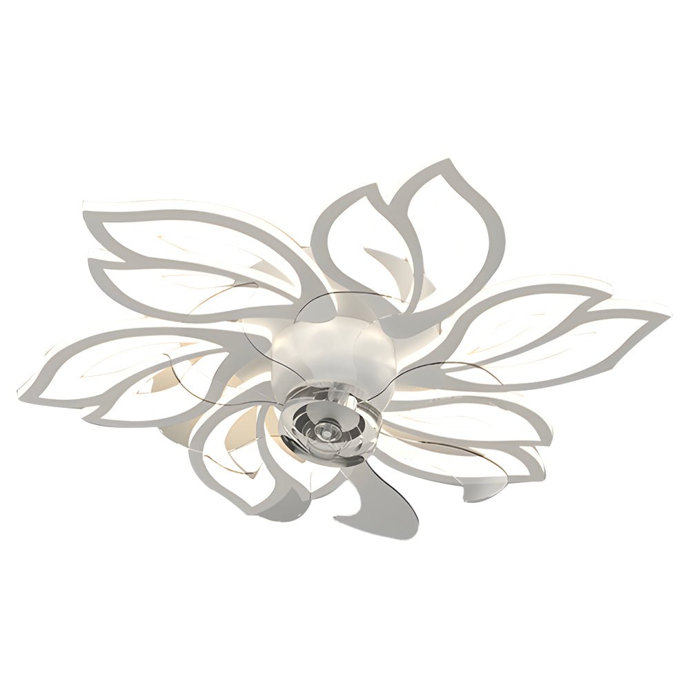 Modern Flower Design Flush Mount Ceiling Fan with 3-Step Dimming Light