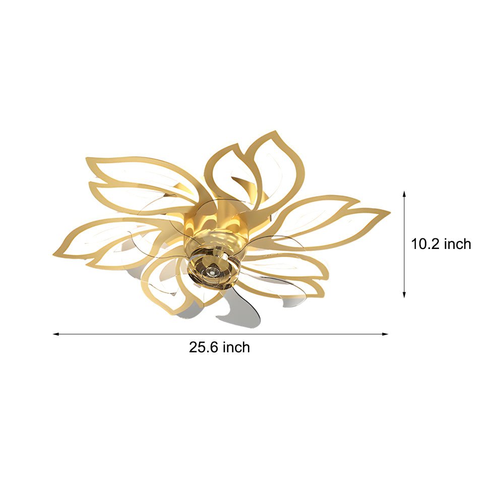 Modern Flower Design Flush Mount Ceiling Fan with 3-Step Dimming Light