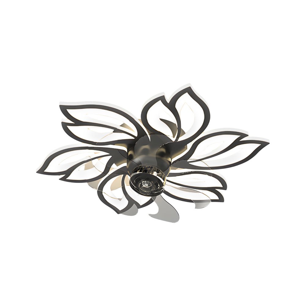 Modern Flower Design Flush Mount Ceiling Fan with 3-Step Dimming Light