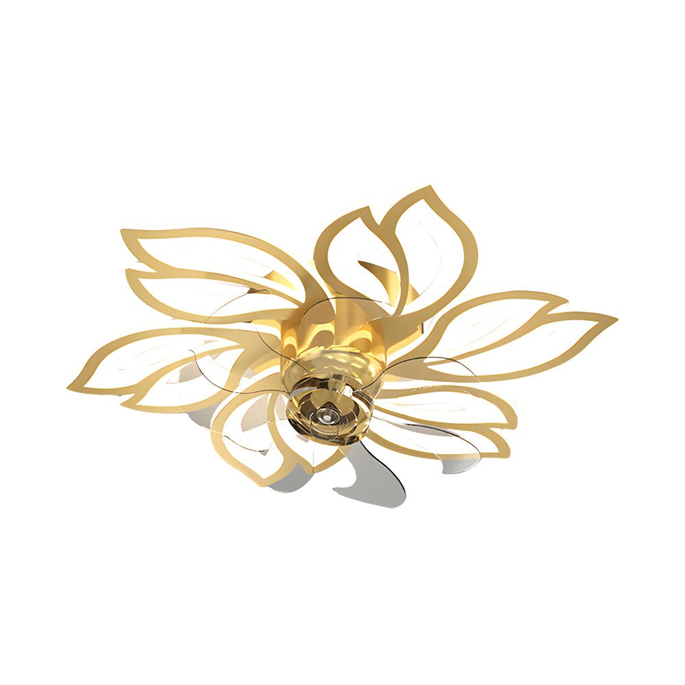 Modern Flower Design Flush Mount Ceiling Fan with 3-Step Dimming Light